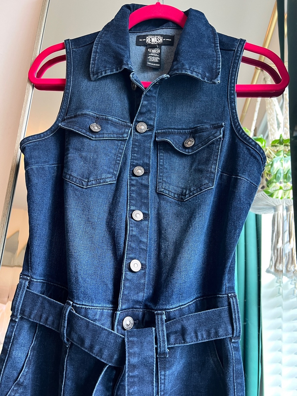 ReWash Denim Sleeveless Jumpsuit, Size M - Picture 4 of 7